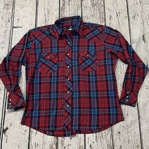 Vintage Wrangler Western Pearl Snap Cowboy Rockabilly Button Down Shirt